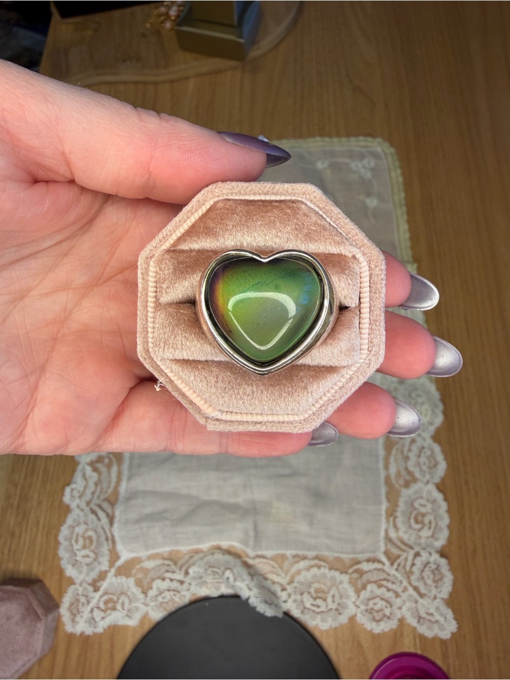 Ultra rare Avon Heart-Shaped mood Ring sz 8.75 - Picture 10 of 12